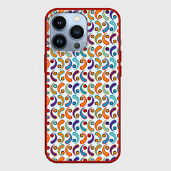 Чехол для iPhone 13 Pro Паттерн из симметричных фигур, цвет: 3D-красный