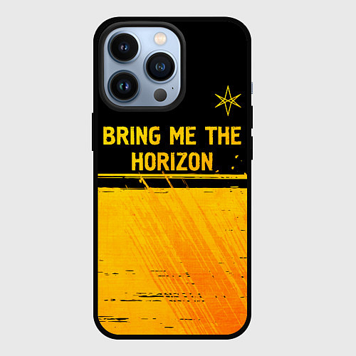 Чехол iPhone 13 Pro Bring Me the Horizon - gold gradient посередине / 3D-Черный – фото 1