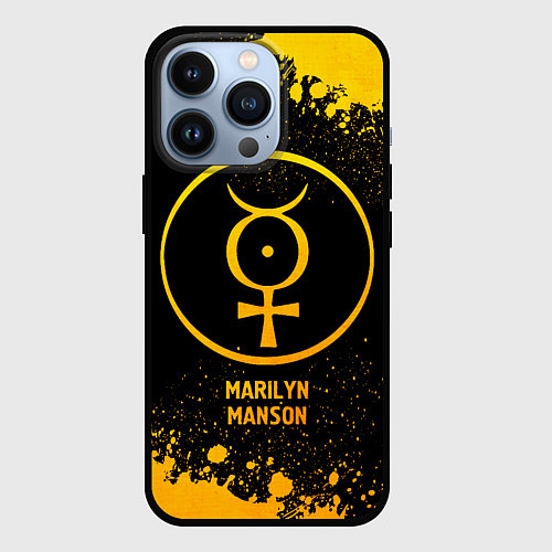 Чехол iPhone 13 Pro Marilyn Manson - gold gradient / 3D-Черный – фото 1