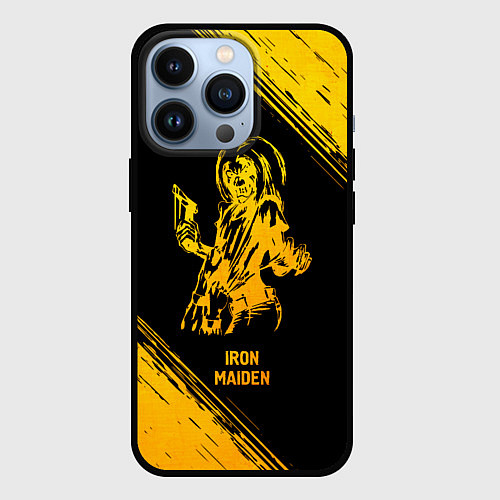 Чехол iPhone 13 Pro Iron Maiden - gold gradient / 3D-Черный – фото 1