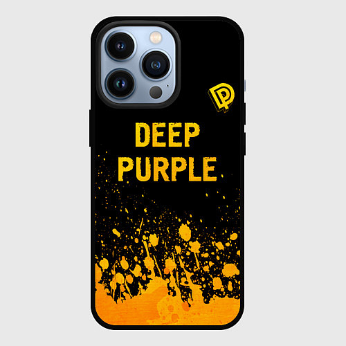 Чехол iPhone 13 Pro Deep Purple - gold gradient посередине / 3D-Черный – фото 1