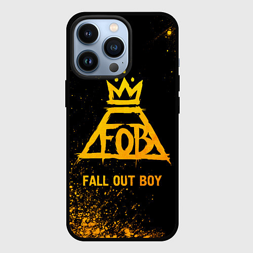 Чехол iPhone 13 Pro Fall Out Boy - gold gradient / 3D-Черный – фото 1