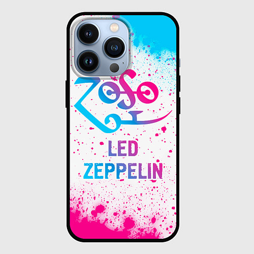 Чехол iPhone 13 Pro Led Zeppelin neon gradient style / 3D-Черный – фото 1