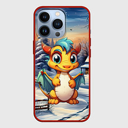 Чехол для iPhone 13 Pro Миниатюрный представитель зимы дракончик, цвет: 3D-красный