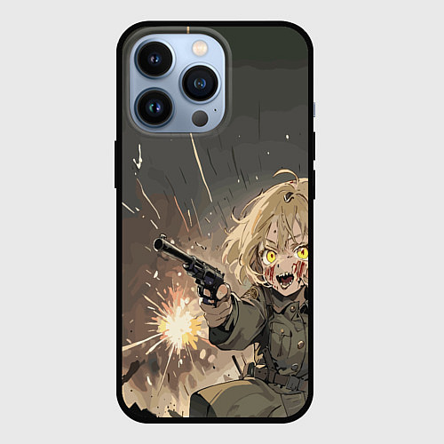 Чехол iPhone 13 Pro Девушка с пистолетом / 3D-Черный – фото 1