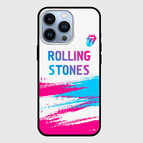 Чехол iPhone 13 Pro Rolling Stones neon gradient style посередине / 3D-Черный – фото 1