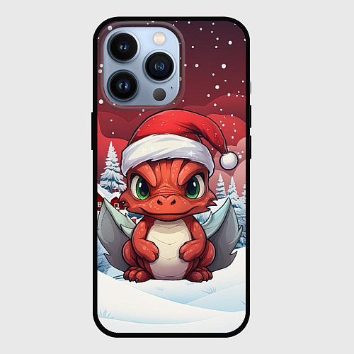 Чехол iPhone 13 Pro Символ нового 2024 года маленький дракошка / 3D-Черный – фото 1