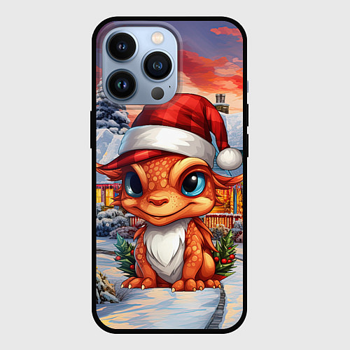 Чехол iPhone 13 Pro Символ нового 2024 года маленький дракон / 3D-Черный – фото 1