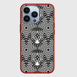Чехол для iPhone 13 Pro Черные линии, цвет: 3D-красный