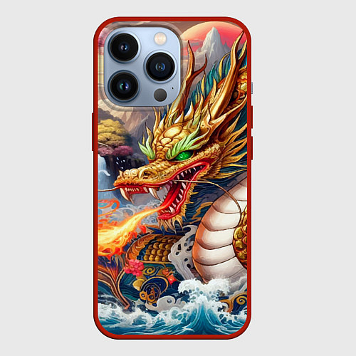 Чехол iPhone 13 Pro Dragon tattoo - irezumi / 3D-Красный – фото 1