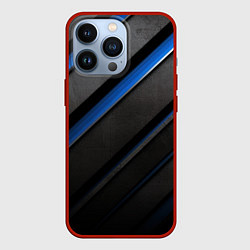 Чехол для iPhone 13 Pro Black blue lines, цвет: 3D-красный