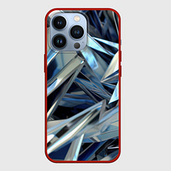 Чехол для iPhone 13 Pro Абстрактные осколки голубого цвета, цвет: 3D-красный