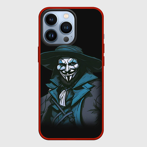 Чехол iPhone 13 Pro Гай фокс в синем / 3D-Красный – фото 1