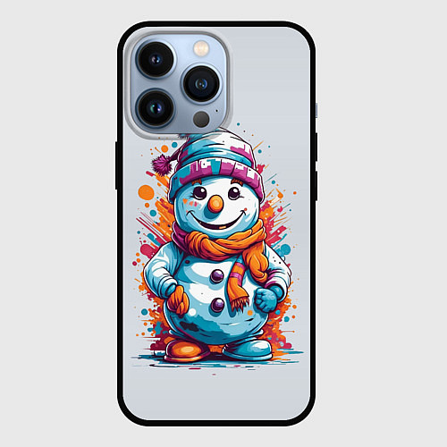 Чехол iPhone 13 Pro Снеговик от нейросети / 3D-Черный – фото 1