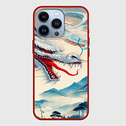 Чехол iPhone 13 Pro Дракон на фоне японского пейзажа
