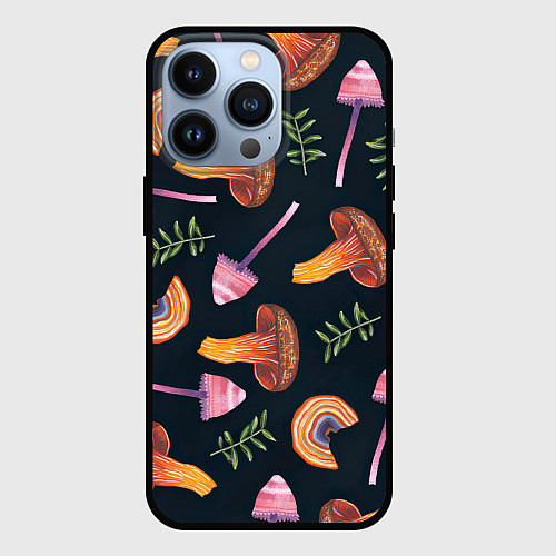 Чехол iPhone 13 Pro Goblincore - болотные грибы / 3D-Черный – фото 1