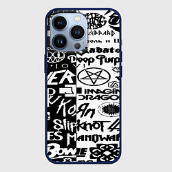 Чехол iPhone 13 Pro Логотипы лучших групп черно белый