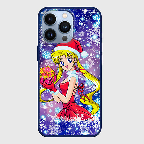 Чехол iPhone 13 Pro Новогодняя Сейлор Мун / 3D-Тёмно-синий – фото 1