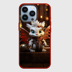 Чехол iPhone 13 Pro Белый новогодний дракон