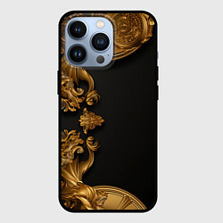 Чехол для iPhone 13 Pro Золотые объемные узоры, цвет: 3D-черный