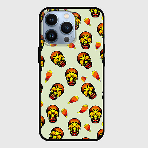 Чехол iPhone 13 Pro Череп и капля мозаика / 3D-Черный – фото 1