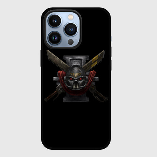 Чехол iPhone 13 Pro Вархаммер - шлем астартес / 3D-Черный – фото 1