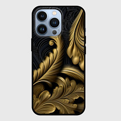 Чехол для iPhone 13 Pro Объемные листья узоры, цвет: 3D-черный