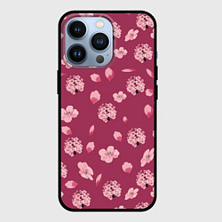 Чехол iPhone 13 Pro Сакура цветы и бутоны паттерны