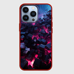 Чехол для iPhone 13 Pro Фиолетовые кубы в фиолетовом дыме, цвет: 3D-красный