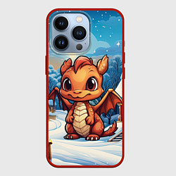 Чехол для iPhone 13 Pro Забавный милый дракон 2024, цвет: 3D-красный