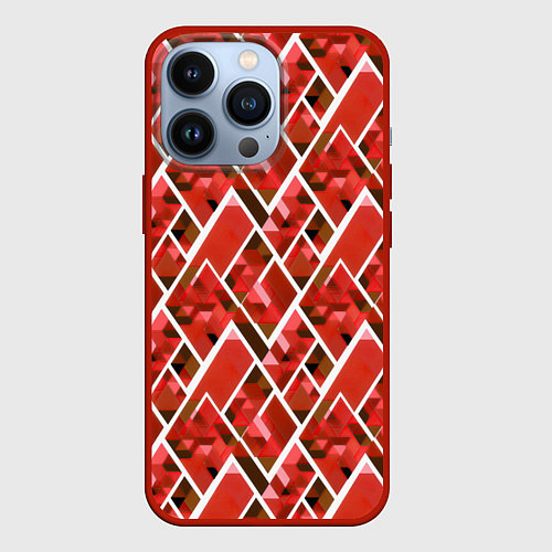Чехол iPhone 13 Pro Красные треугольники / 3D-Красный – фото 1
