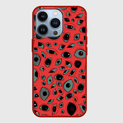 Чехол для iPhone 13 Pro Розовый цвет: глазики-косоглазики, цвет: 3D-красный