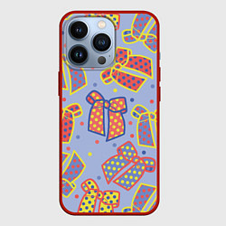 Чехол iPhone 13 Pro Узор с яркими разноцветными бантами в горошек