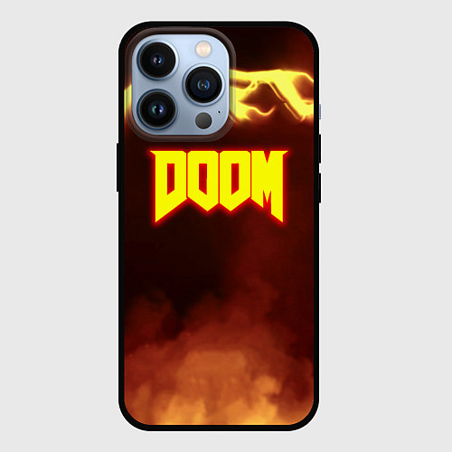 Чехол iPhone 13 Pro Doom storm огненное лого / 3D-Черный – фото 1