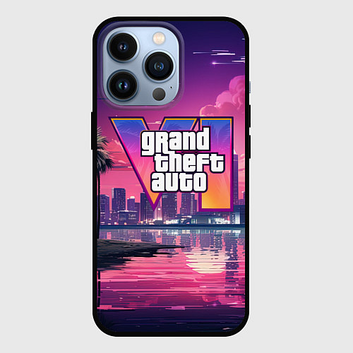 Чехол iPhone 13 Pro GTA 6 nigh city / 3D-Черный – фото 1