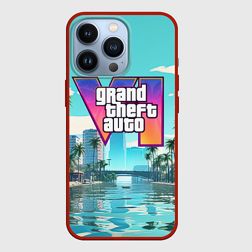 Чехол iPhone 13 Pro GTA6 солечный город / 3D-Красный – фото 1