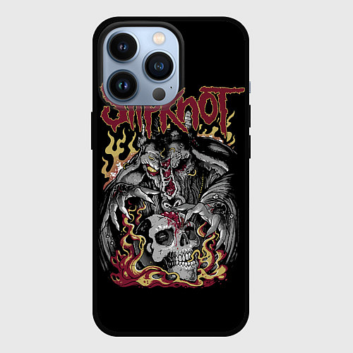 Чехол iPhone 13 Pro Slipknot - злодей / 3D-Черный – фото 1