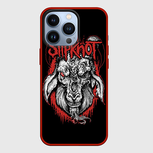 Чехол iPhone 13 Pro Slipknot - козёл / 3D-Красный – фото 1