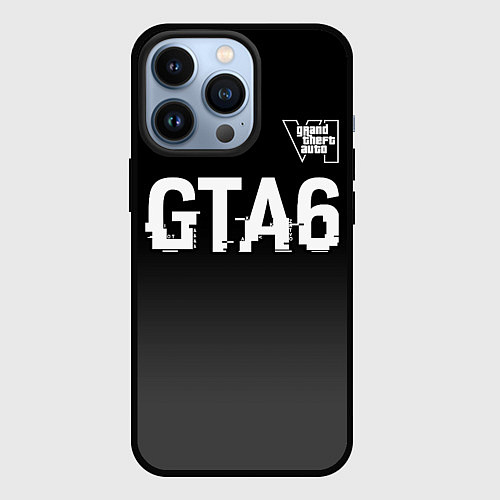 Чехол iPhone 13 Pro GTA6 glitch на темном фоне посередине / 3D-Черный – фото 1