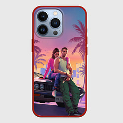 Чехол для iPhone 13 Pro Люсия с парнем gta 6, цвет: 3D-красный