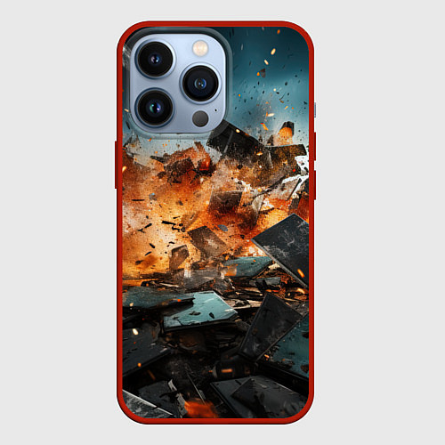 Чехол iPhone 13 Pro Взрыв плит абстракция / 3D-Красный – фото 1