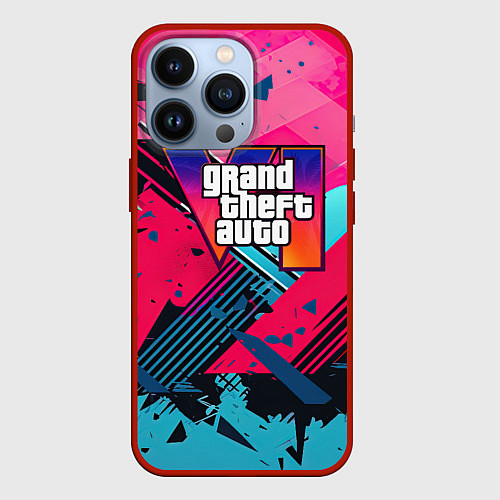 Чехол iPhone 13 Pro Gta 6 abstract logo style / 3D-Красный – фото 1