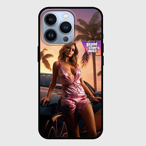 Чехол iPhone 13 Pro GTA 6 girl / 3D-Черный – фото 1