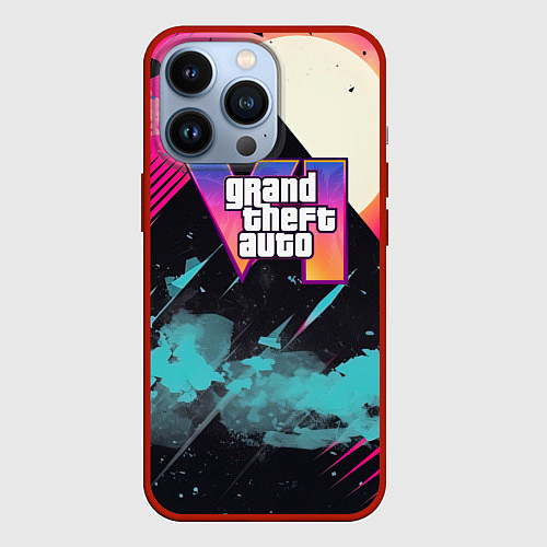 Чехол iPhone 13 Pro GTA 6 logo retro / 3D-Красный – фото 1