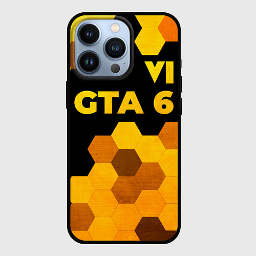 Чехол iPhone 13 Pro GTA 6 - gold gradient посередине / 3D-Черный – фото 1