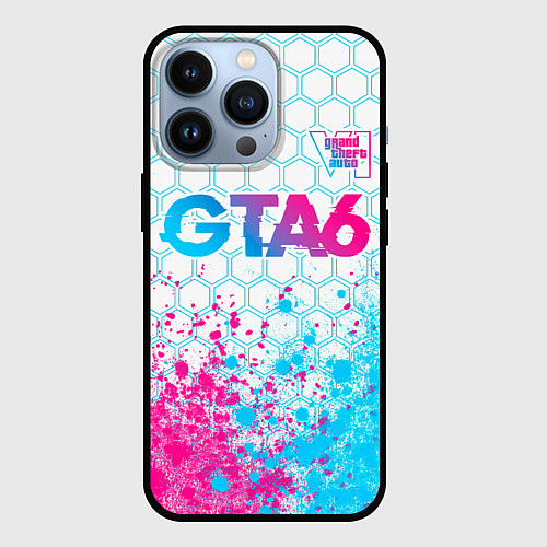 Чехол iPhone 13 Pro GTA6 neon gradient style посередине / 3D-Черный – фото 1