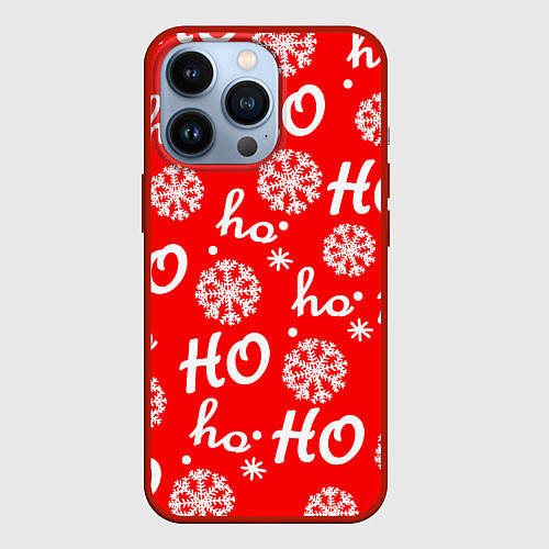 Чехол iPhone 13 Pro Падающие снежинки / 3D-Красный – фото 1