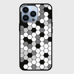 Чехол iPhone 13 Pro Камуфляж гексагон серый
