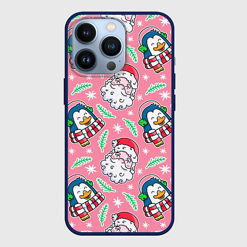 Чехол iPhone 13 Pro Персонажи новогодние / 3D-Тёмно-синий – фото 1