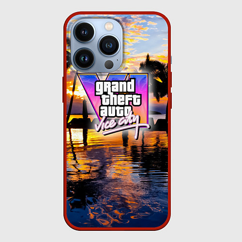 Чехол iPhone 13 Pro Grand theft auto 6 vice city / 3D-Красный – фото 1